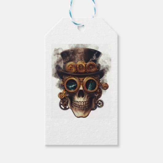 Steampunk Skull Engine Cadeaulabel (Voorkant)