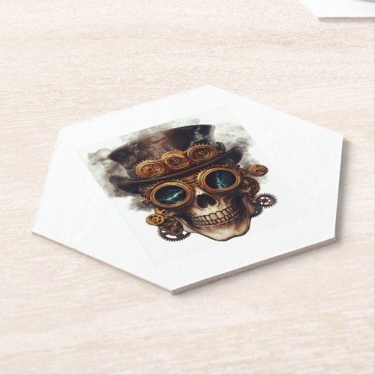 Steampunk Skull Engine Kartonnen Onderzetters (Schuin)