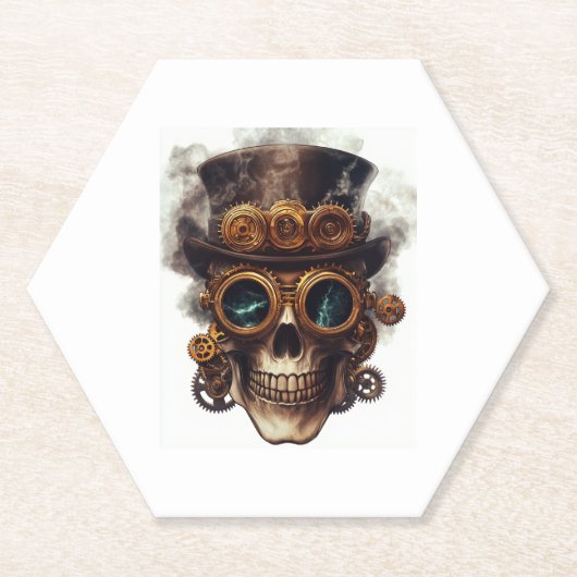 Steampunk Skull Engine Kartonnen Onderzetters (Voorkant)