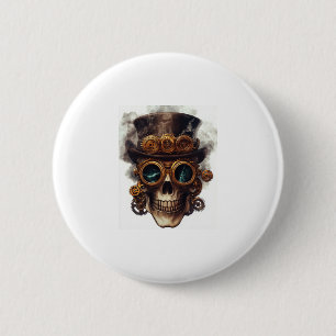 Steampunk Skull Engine Ronde Button 5,7 Cm