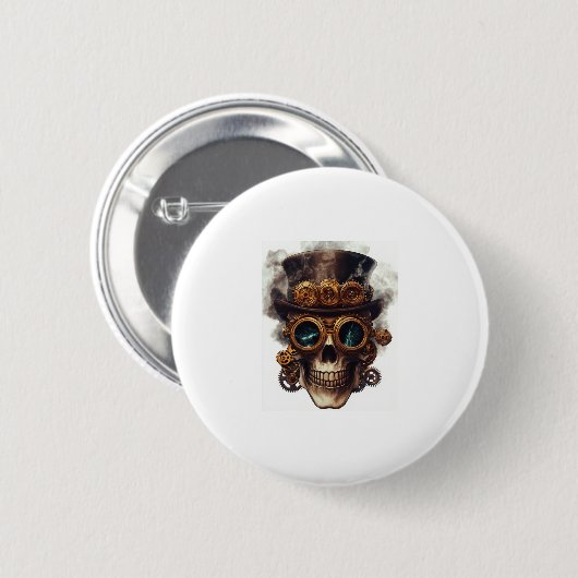 Steampunk Skull Engine Ronde Button 5,7 Cm (Voorkant /achterkant)