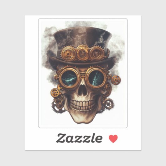 Steampunk Skull Engine Sticker (Vel)