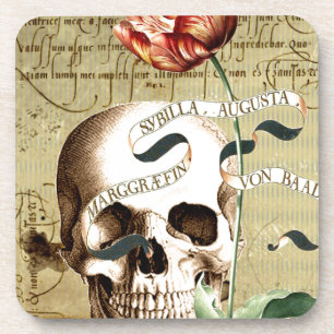 Steampunk Skull Floral die Halloween schrijft Bier Onderzetter