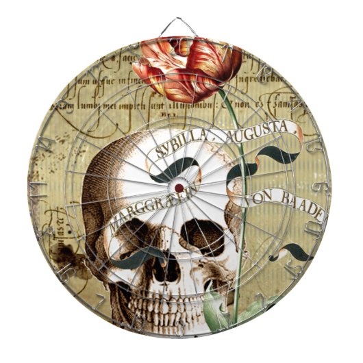 Steampunk Skull Floral die Halloween schrijft Dartbord (Voorkant)