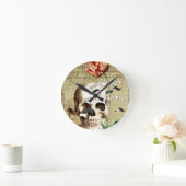 Steampunk Skull Floral die Halloween schrijft Ronde Klok (Huis)