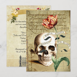 Steampunk Skull Floral Halloween 4.5" x 6.25" Kaart