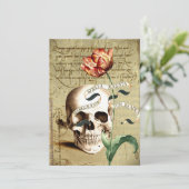 Steampunk Skull Floral Halloween 4.5" x 6.25" Kaart (Staand voorkant)
