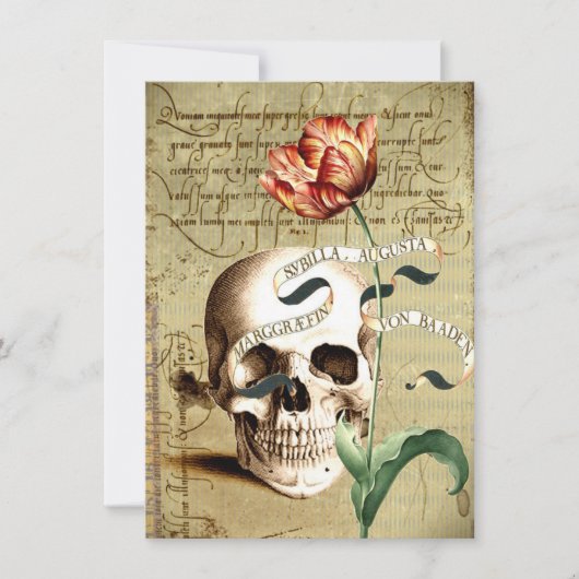 Steampunk Skull Floral Halloween 4.5" x 6.25" Kaart (Voorkant)