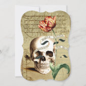 Steampunk Skull Floral Halloween Uitnodigingen (Voorkant)