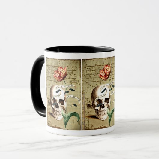 Steampunk Skull Floral Schrijven Halloween Mok (Voorkant links)