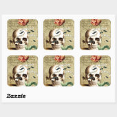 Steampunk Skull Floral Schrijven Halloween Sticker (Vel)