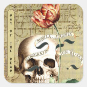 Steampunk Skull Floral Schrijven Halloween Sticker (Voorkant)