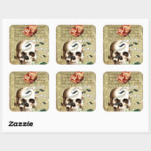 Steampunk Skull Floral Schrijven Halloween Sticker (Vel)