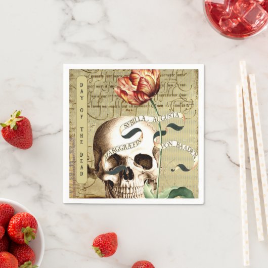 Steampunk Skull Floral Schrijven Halloween Sticker Servet (Insitu)