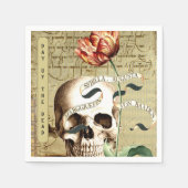 Steampunk Skull Floral Schrijven Halloween Sticker Servet (Voorkant)