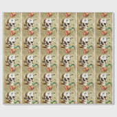 Steampunk Skull Floral Writing Hall inpakpapier (Vlak)