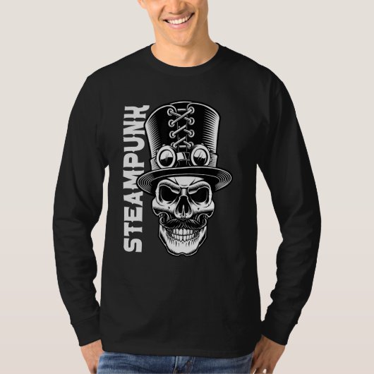 Steampunk Skull Gentleman Retro Cyber Punk T-shirt (Voorkant)