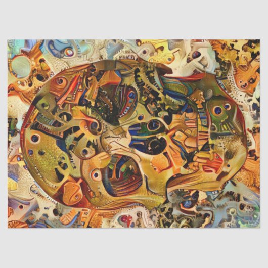 Steampunk Skull Gold-depotpapier Tissuepapier (Voorkant)