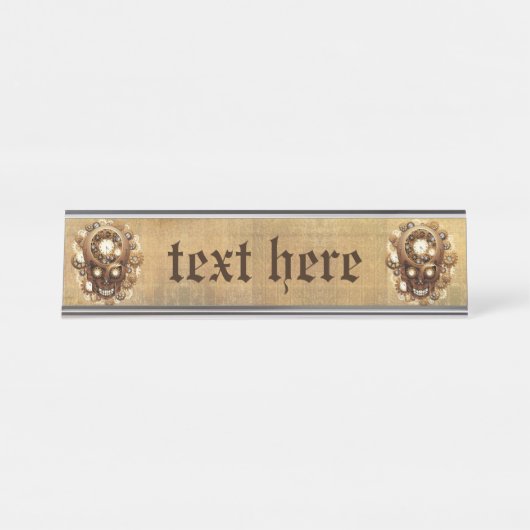 Steampunk Skull Gothic Style Bureau Naambordje (Voorkant)