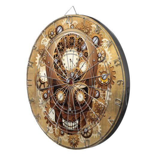 Steampunk Skull Gothic Style Dartbord (Voorkant Rechts)