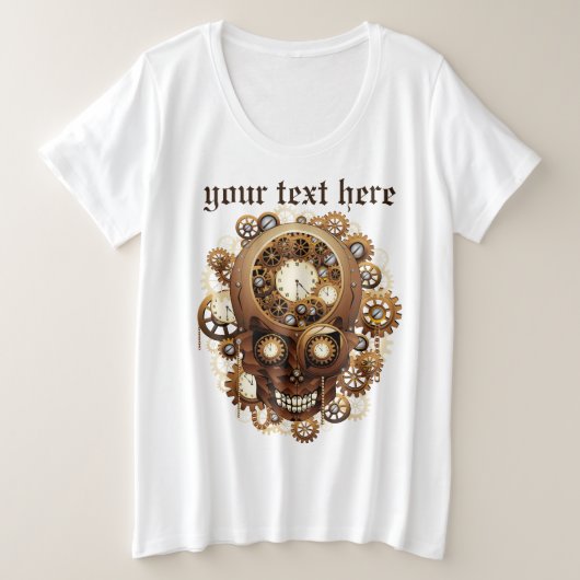 Steampunk Skull Gothic Style Grote Maat T-shirt (Design voorkant)