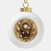 Steampunk Skull Gothic Style Keramische Bal Ornament (Voorkant)