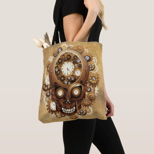 Steampunk Skull Gothic Style Tote Bag (Dichtbij)