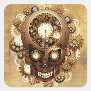 Steampunk Skull Gothic Style Vierkante Sticker