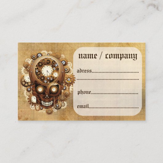 Steampunk Skull Gothic Style Visitekaartje (Voorkant)