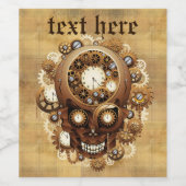 Steampunk Skull Gothic Style Wijn Etiket (Enkel label)