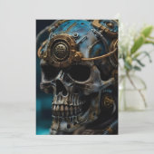 Steampunk Skull Halloween Feestuitnodiging Kaart (Staand voorkant)