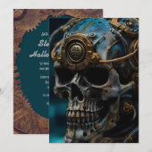 Steampunk Skull Halloween Feestuitnodiging Kaart (Voorkant / Achterkant)