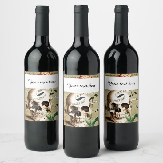 Steampunk Skull Halloween Wijnflesje Etiket (Flessen)