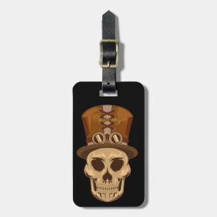 Steampunk Skull in Top Hat Thunder_Cove Bagagelabel
