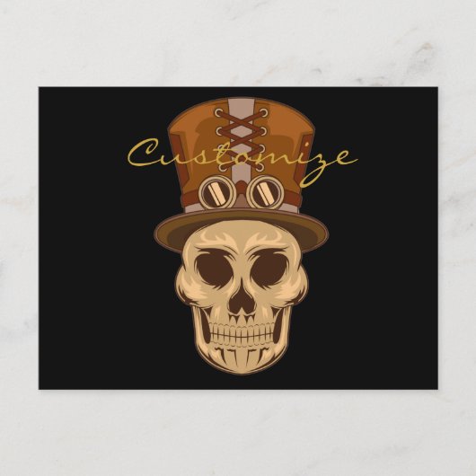 Steampunk Skull in Top Hat Thunder_Cove Briefkaart (Voorkant)