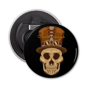 Steampunk Skull in Top Hat Thunder_Cove Button Flesopener