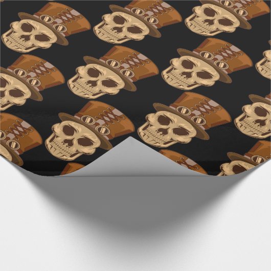 Steampunk Skull in Top Hat Thunder_Cove Cadeaupapier (Hoek)