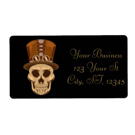 Steampunk Skull in Top Hat Thunder_Cove Etiket (Voorkant)