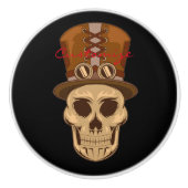 Steampunk Skull in Top Hat Thunder_Cove Keramische Knop (Voorkant)