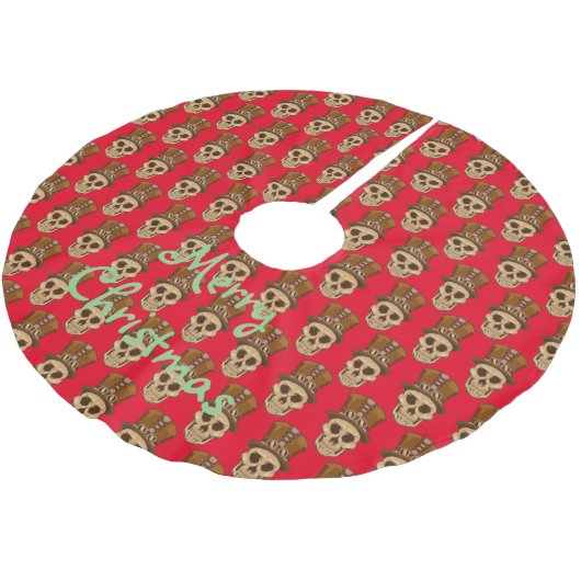 Steampunk Skull in Top Hat Thunder_Cove Kerstboom Rok (Gekanteld)