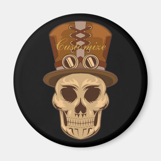 Steampunk Skull in Top Hat Thunder_Cove Magneet (Voorkant)