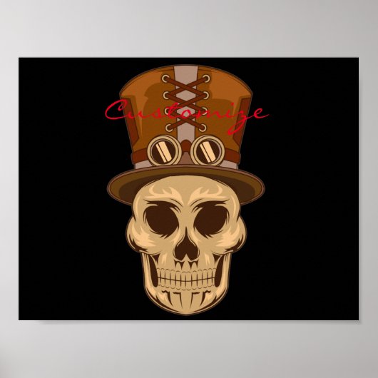 Steampunk Skull in Top Hat Thunder_Cove Poster (Voorkant)