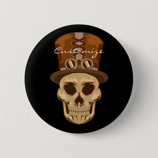Steampunk Skull in Top Hat Thunder_Cove Ronde Button 5,7 Cm (Voorkant)