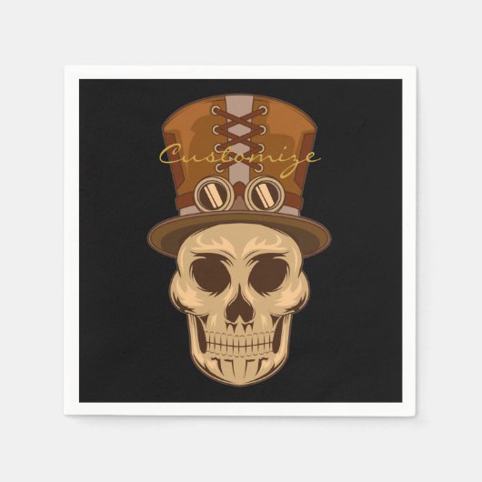 Steampunk Skull in Top Hat Thunder_Cove Servet (Voorkant)