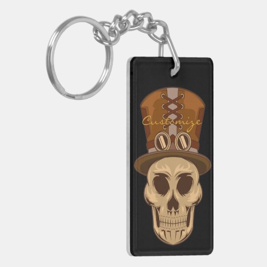Steampunk Skull in Top Hat Thunder_Cove Sleutelhanger (Voorkant Links)