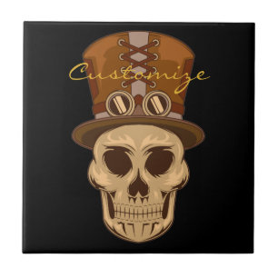 Steampunk Skull in Top Hat Thunder_Cove Tegeltje