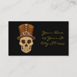 Steampunk Skull in Top Hat Thunder_Cove Visitekaartje