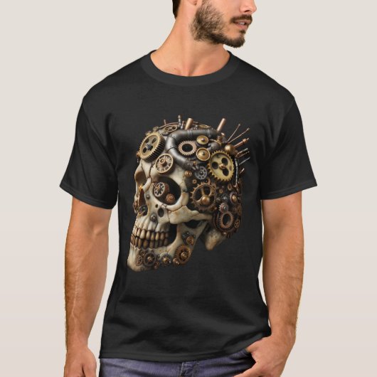 Steampunk Skull Mechanics T-shirt (Voorkant)