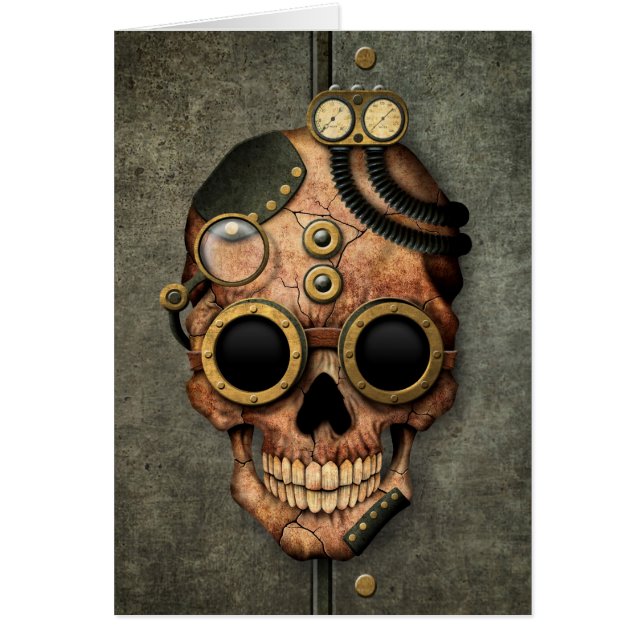 Steampunk Skull met Goggles - Staaleffect (Voorkant)