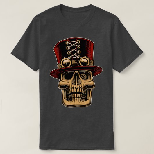 Steampunk Skull met Pet Retro  Art Gift T-shirt (Design voorkant)